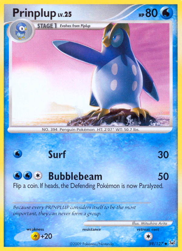 Prinplup Pokemon card (59/127, Platinum)