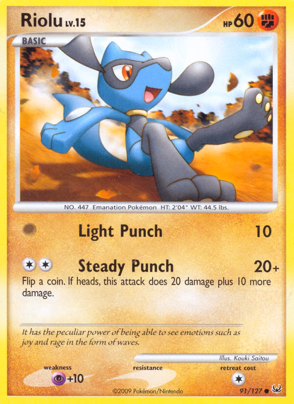 Riolu Pokemon card (91/127, Platinum)