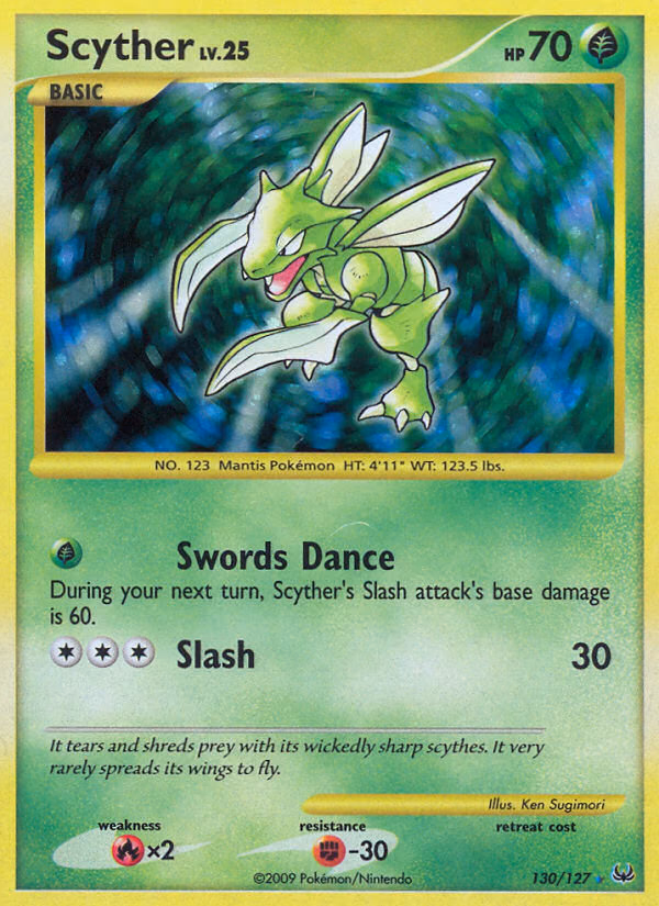Scyther Pokemon card (130/127, Platinum)