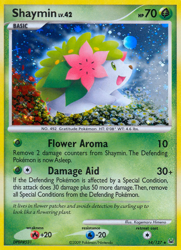 Shaymin Pokemon card (14/127, Platinum)