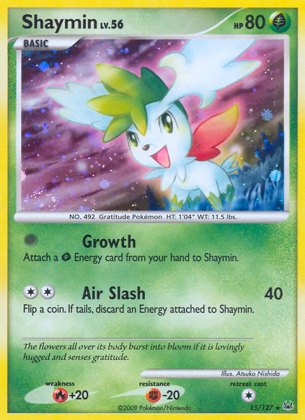 Shaymin Pokemon card (15/127, Platinum)