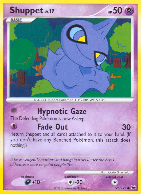 Shuppet Pokemon card (92/127, Platinum)