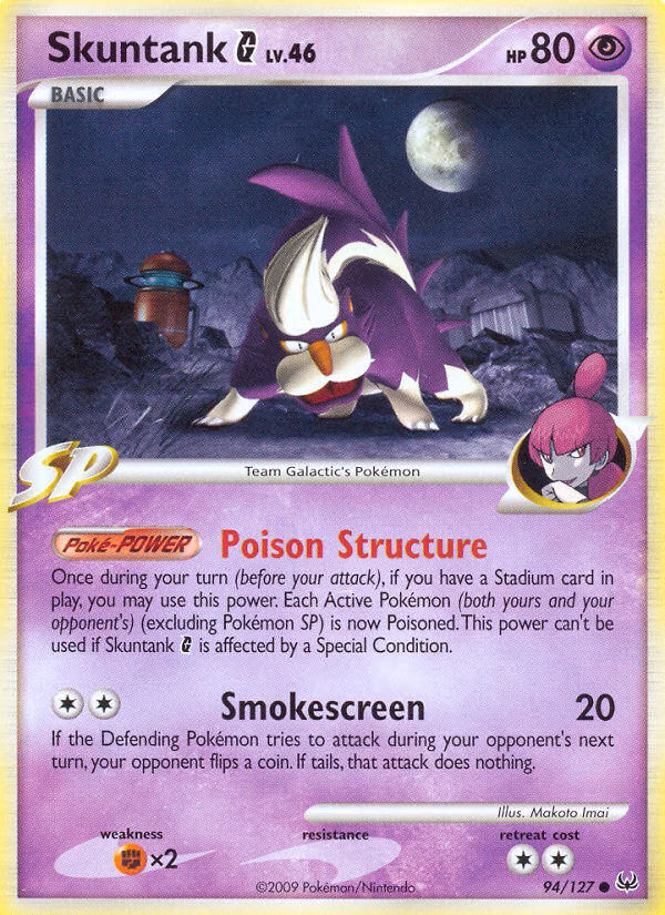 Skuntank G Pokemon card (94/127, Platinum)
