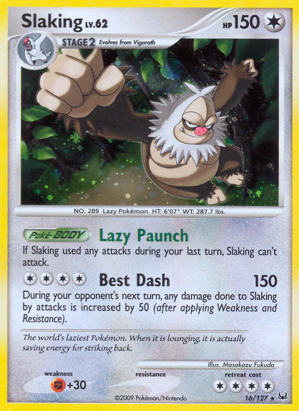 Slaking Pokemon card (16/127, Platinum)