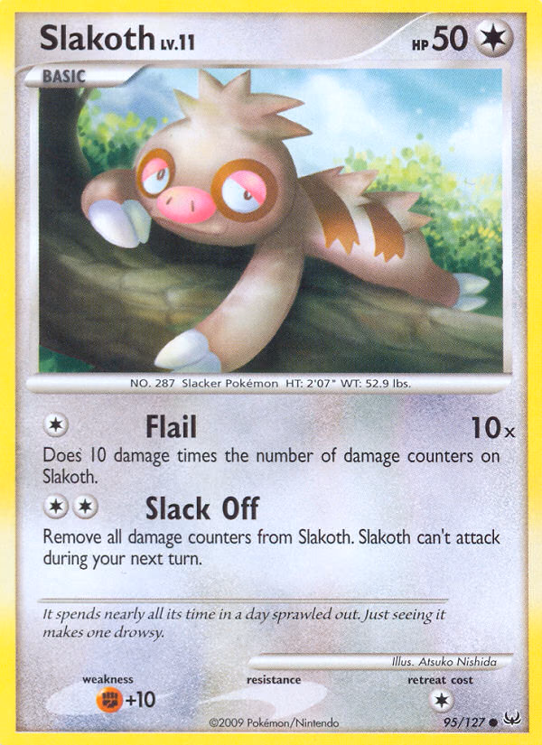 Slakoth Pokemon card (95/127, Platinum)
