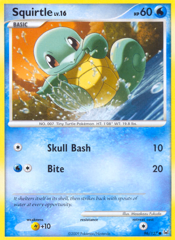 Squirtle Pokemon card (96/127, Platinum)