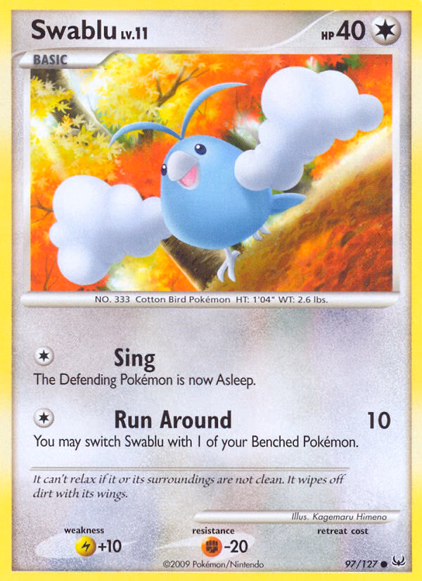 Swablu Pokemon card (97/127, Platinum)