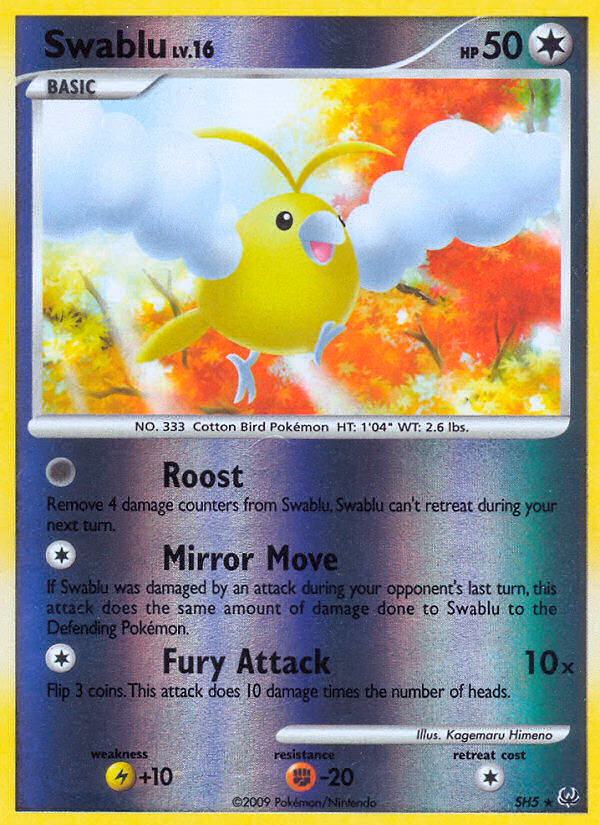 Swablu Pokemon card (SH5, Platinum)