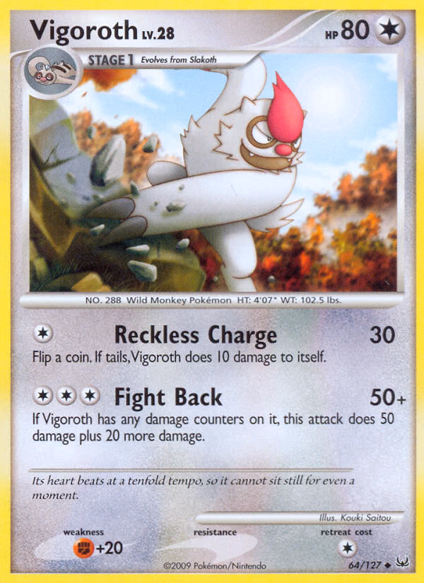 Vigoroth Pokemon card (64/127, Platinum)