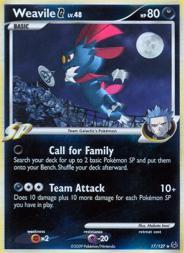 Weavile G Pokemon card (17/127, Platinum)