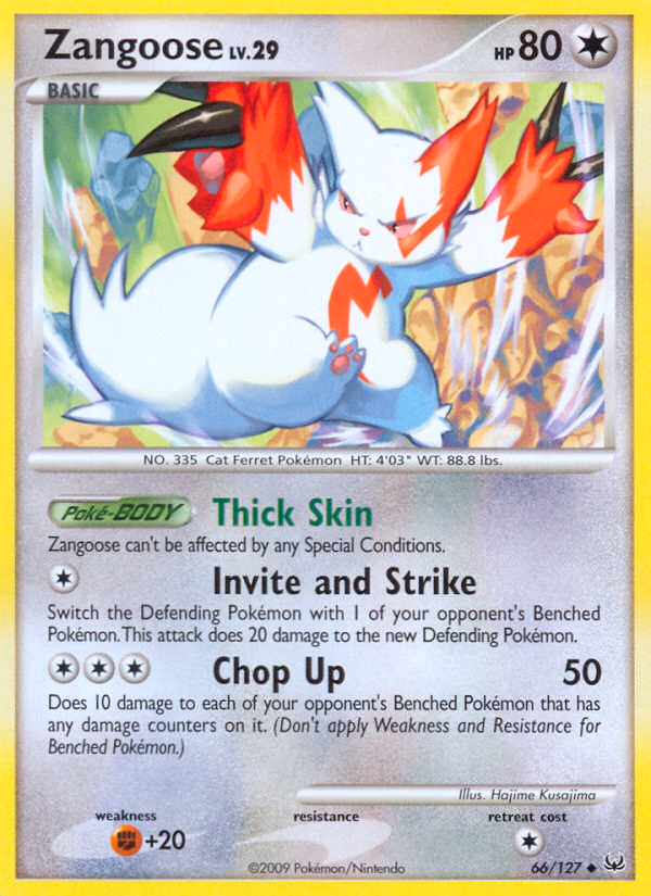 Zangoose Pokemon card (66/127, Platinum)