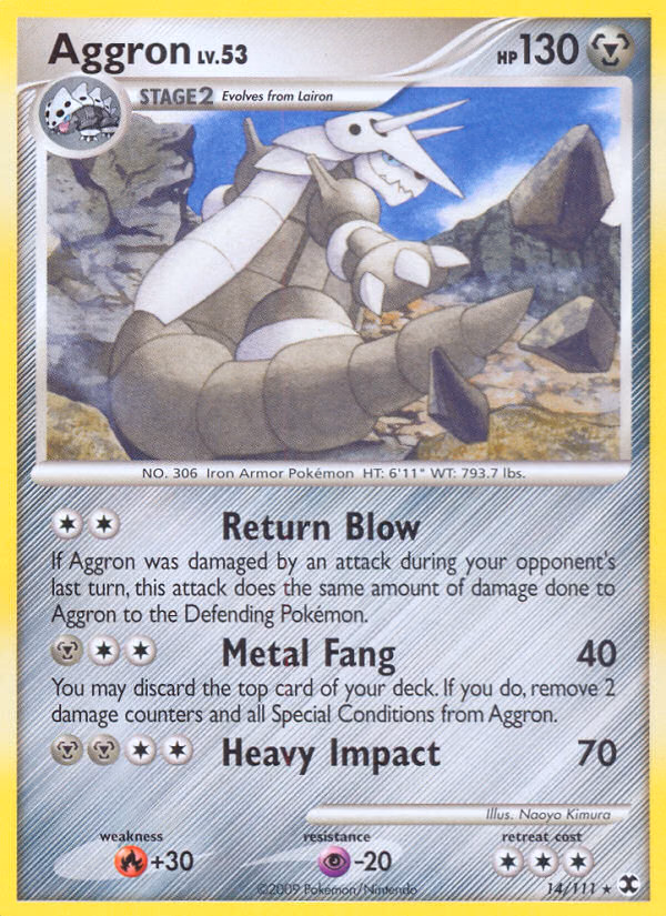 Aggron Pokemon card (14/111, Rising Rivals)