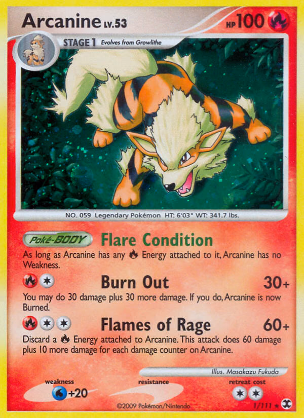 Arcanine Pokemon card (1/111, Rising Rivals)