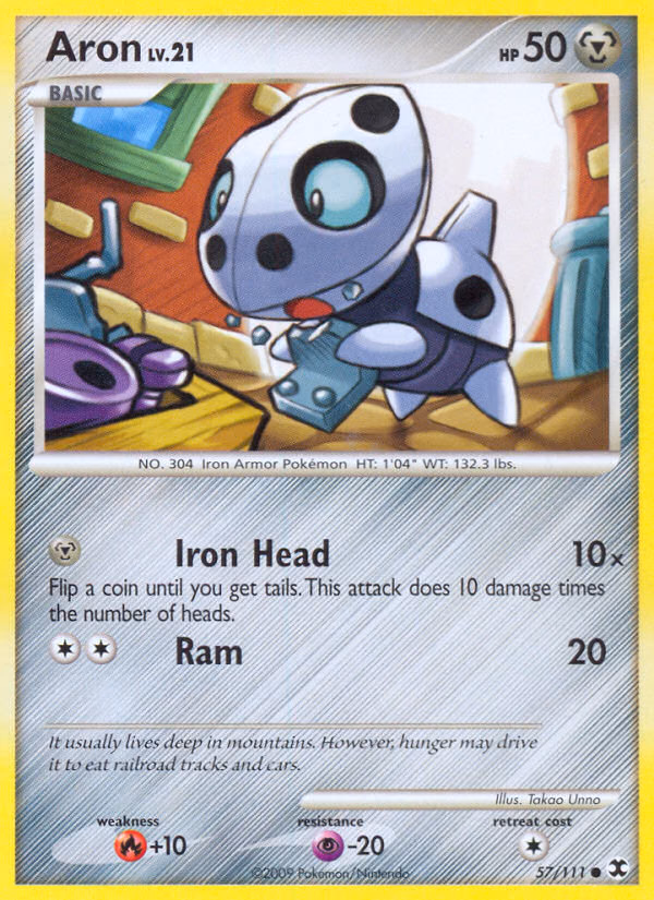 Aron Pokemon card (57/111, Rising Rivals)