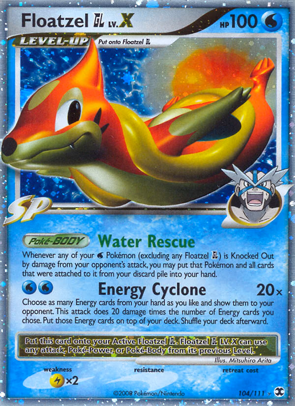 Floatzel GL LV.X Pokemon card (104/111, Rising Rivals)