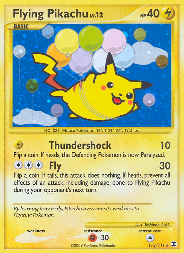 Flying Pikachu Pokemon card (113/111, Rising Rivals)