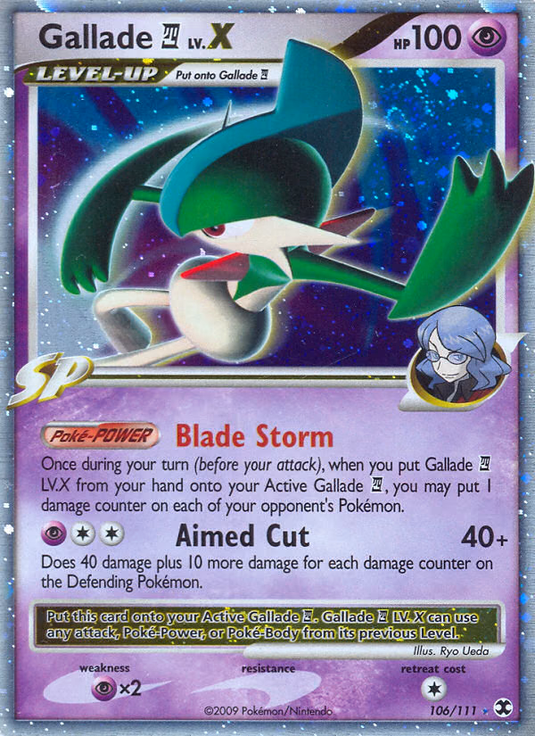 Gallade E4 LV.X Pokemon card (106/111, Rising Rivals)