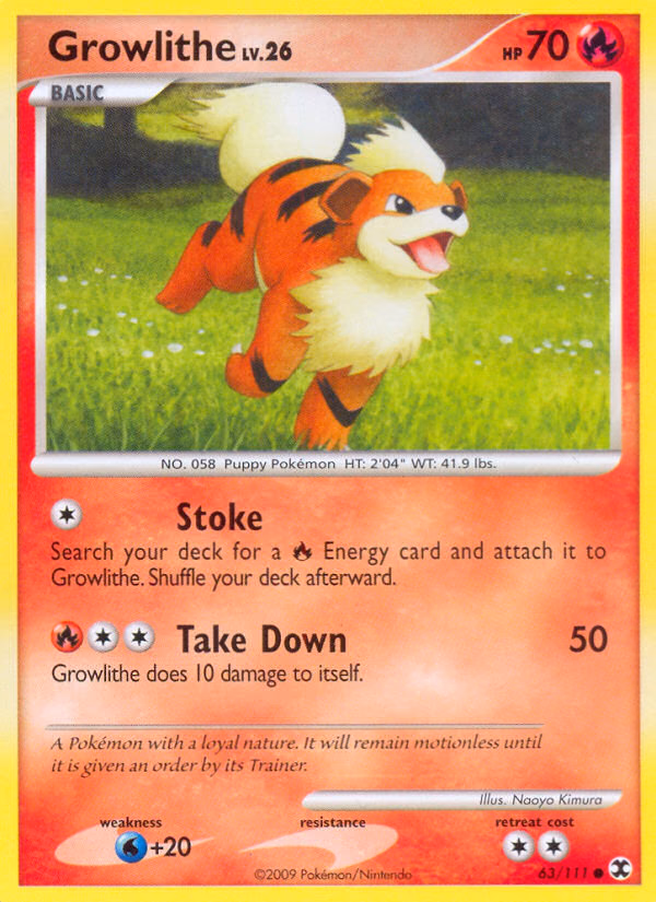 Growlithe Pokemon card (63/111, Rising Rivals)