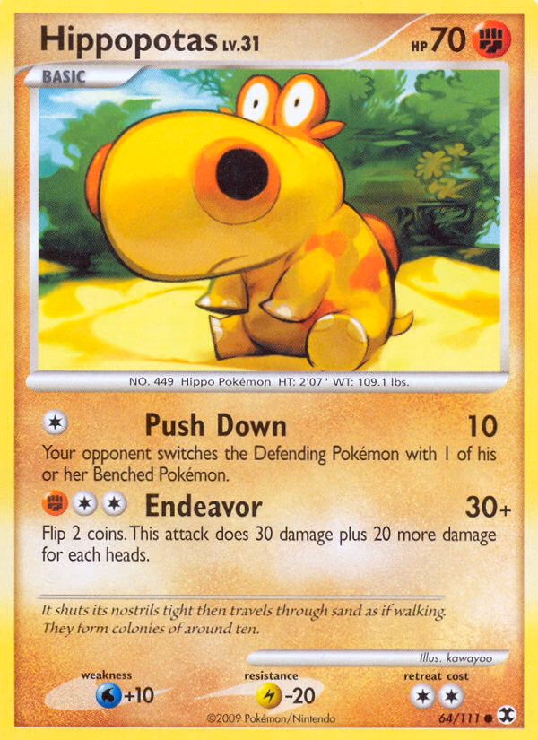 Hippopotas Pokemon card (64/111, Rising Rivals)