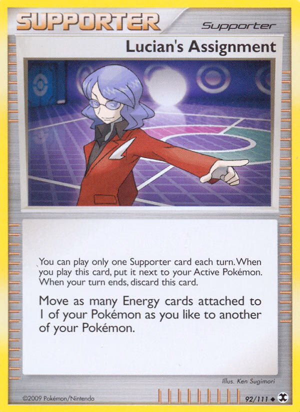 Lucian's Assignment Pokemon card (92/111, Rising Rivals)