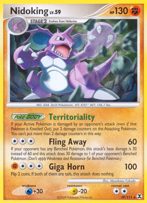 Nidoking Pokemon card (29/111, Rising Rivals)