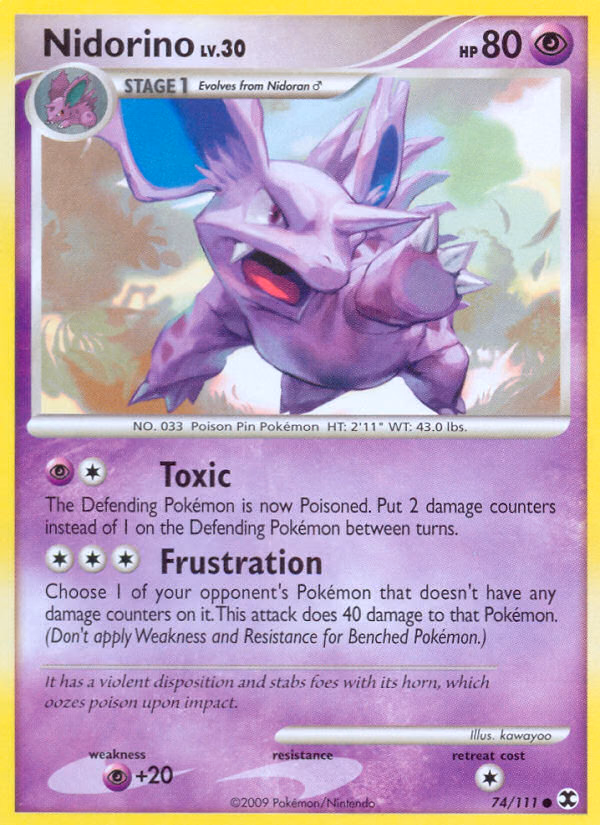 Nidorino Pokemon card (74/111, Rising Rivals)
