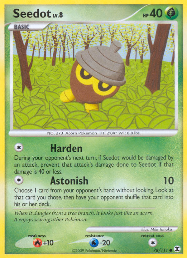 Seedot Pokemon card (78/111, Rising Rivals)