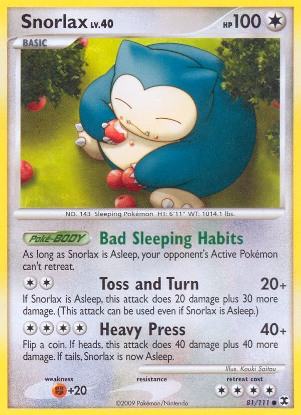 Snorlax Pokemon card (81/111, Rising Rivals)