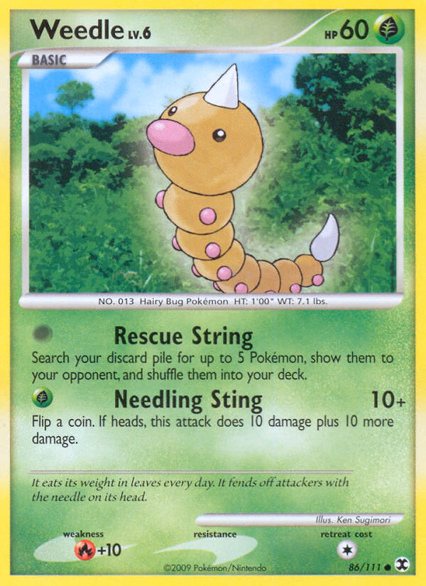 Weedle Pokemon card (86/111, Rising Rivals)