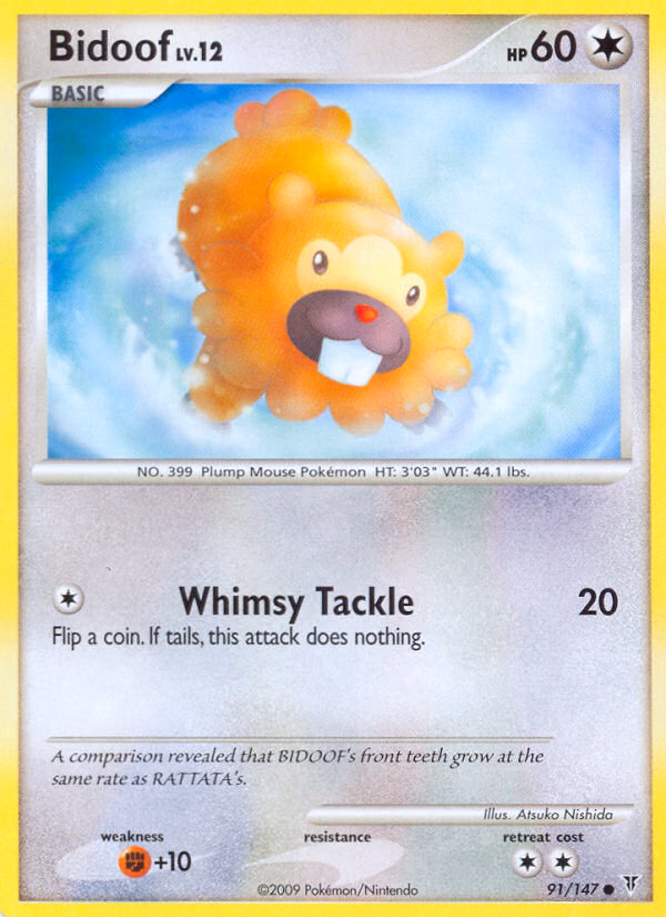 Bidoof Pokemon card (91/147, Supreme Victors)