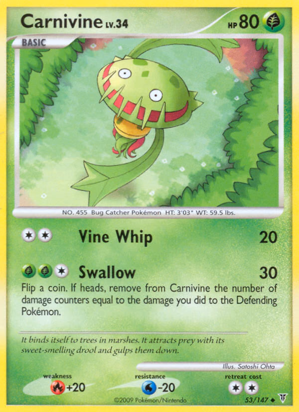 Carnivine Pokemon card (53/147, Supreme Victors)