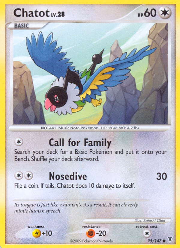 Chatot Pokemon card (95/147, Supreme Victors)