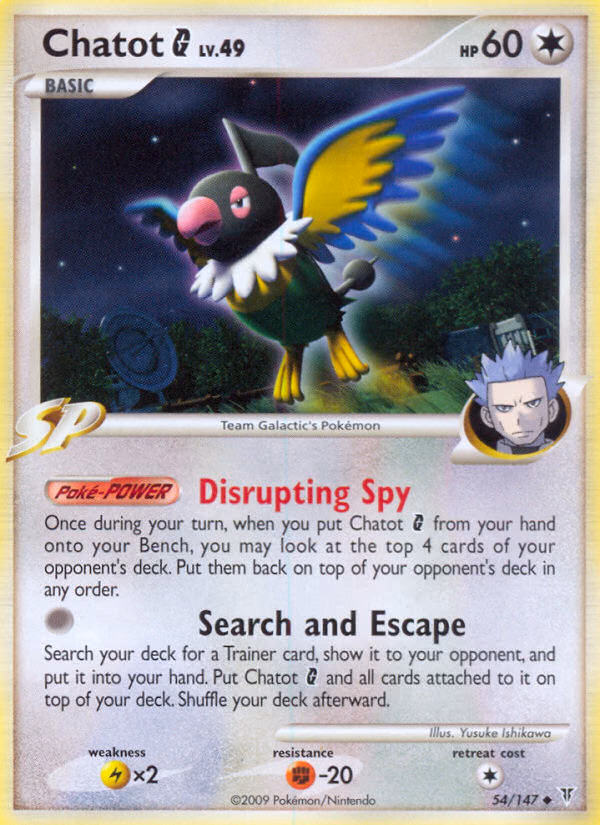 Chatot G Pokemon card (54/147, Supreme Victors)
