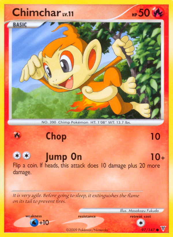 Chimchar Pokemon card (97/147, Supreme Victors)