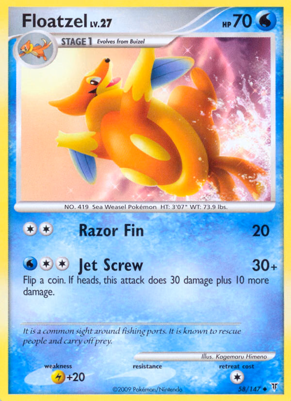 Floatzel Pokemon card (58/147, Supreme Victors)