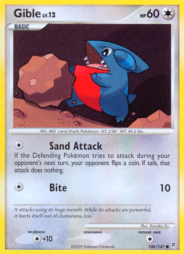 Gible Pokemon card (106/147, Supreme Victors)