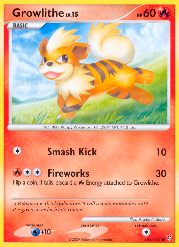 Growlithe Pokemon card (108/147, Supreme Victors)