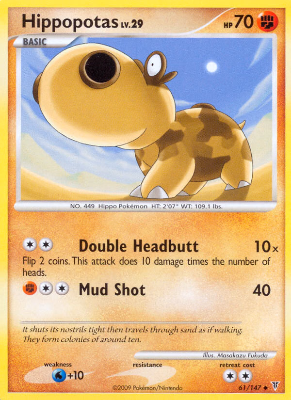 Hippopotas Pokemon card (61/147, Supreme Victors)