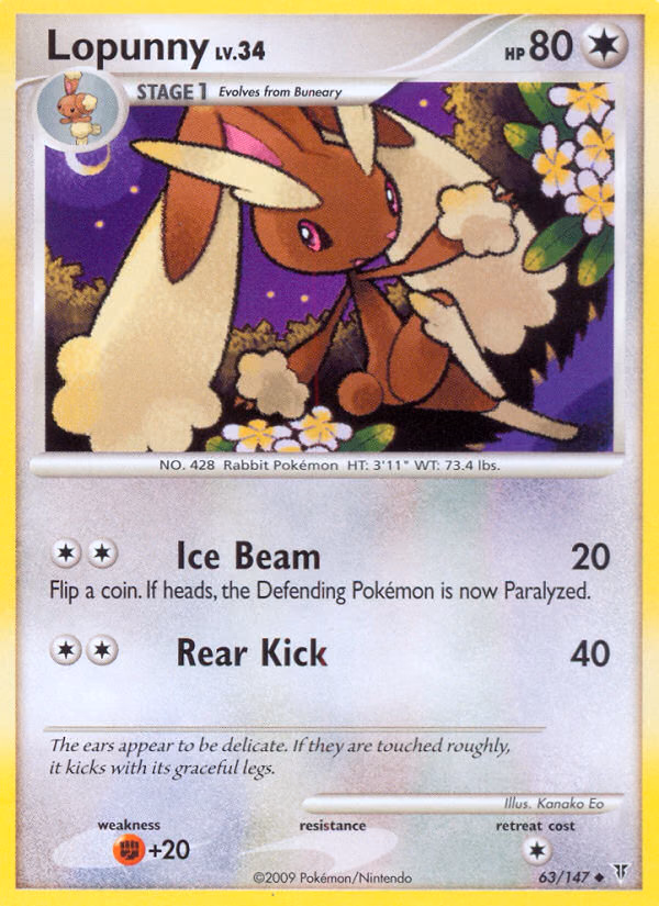 Lopunny Pokemon card (63/147, Supreme Victors)