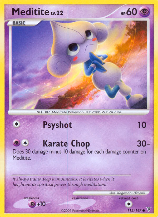 Meditite Pokemon card (113/147, Supreme Victors)
