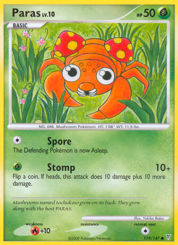Paras Pokemon card (119/147, Supreme Victors)
