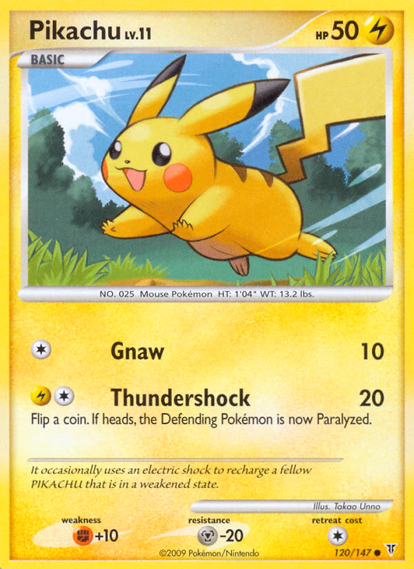 Pikachu Pokemon card (120/147, Supreme Victors)
