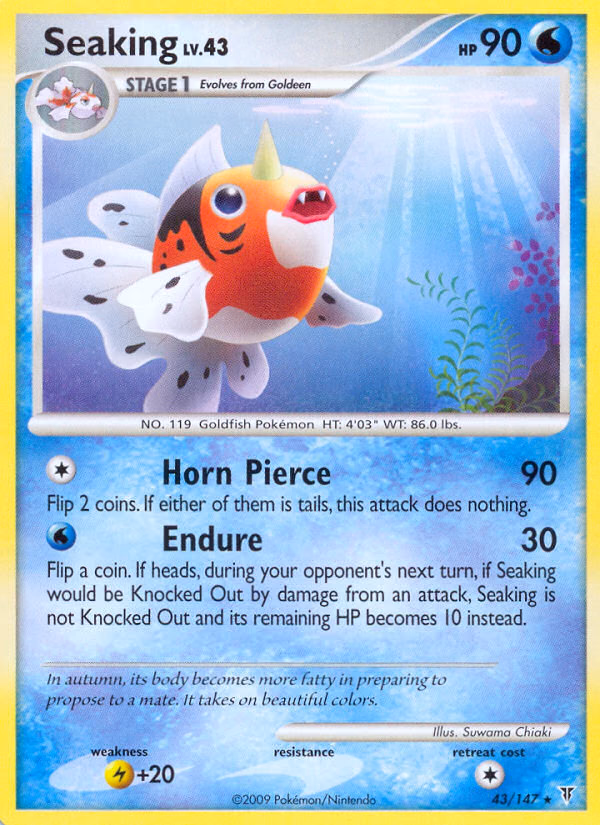 Seaking Pokemon card (43/147, Supreme Victors)