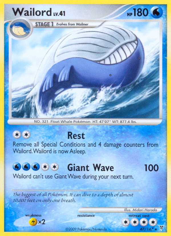 Wailord Pokemon card (47/147, Supreme Victors)
