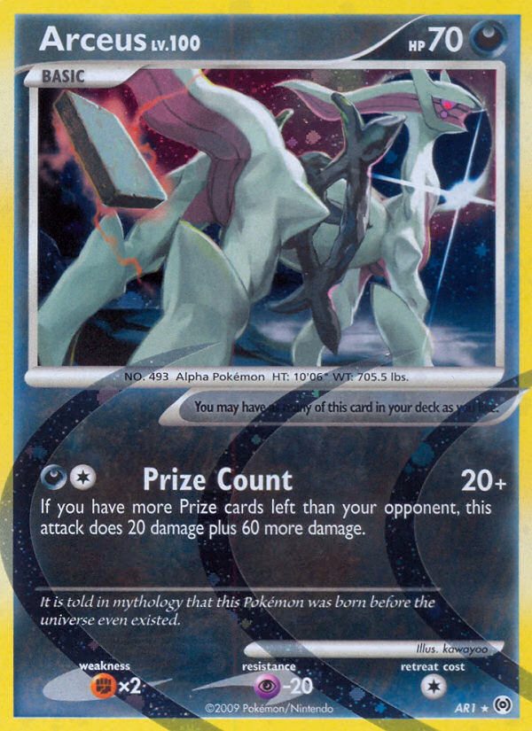 Arceus Pokemon card (AR1/AR9, Arceus)
