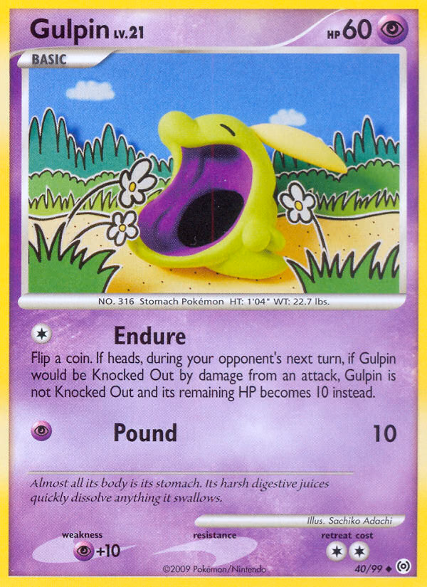 Gulpin Pokemon card (40/99, Arceus)