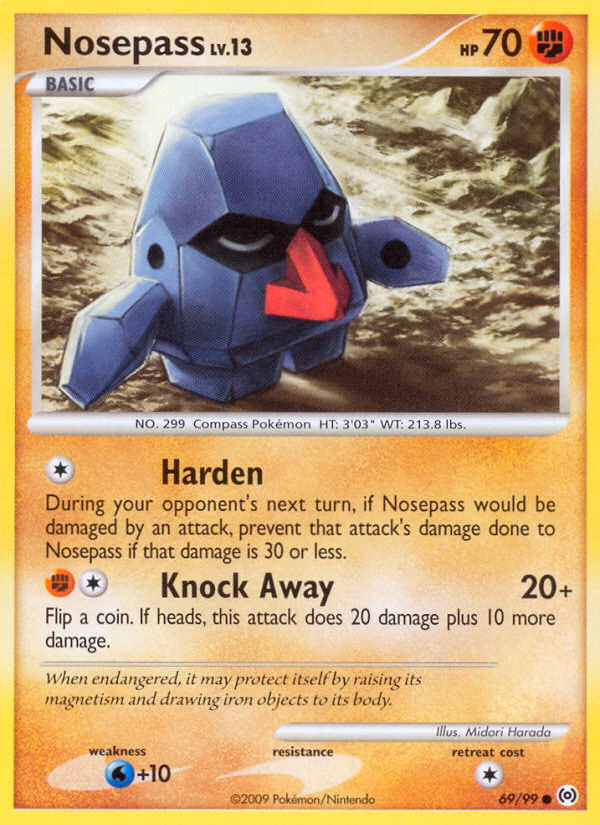 Nosepass Pokemon card (69/99, Arceus)