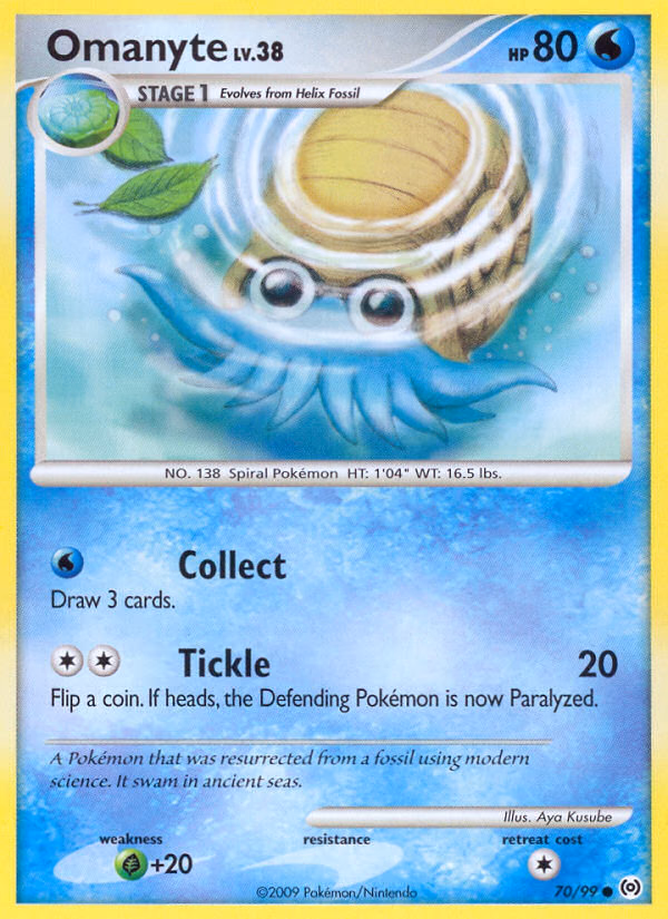 Omanyte Pokemon card (70/99, Arceus)