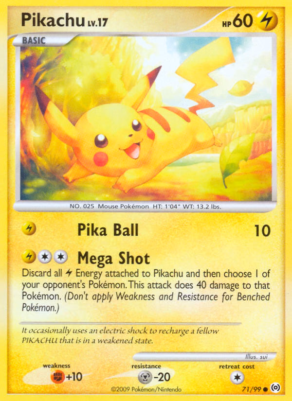 Pikachu Pokemon card (71/99, Arceus)