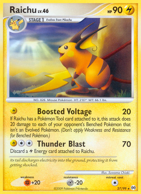Raichu Pokemon card (27/99, Arceus)